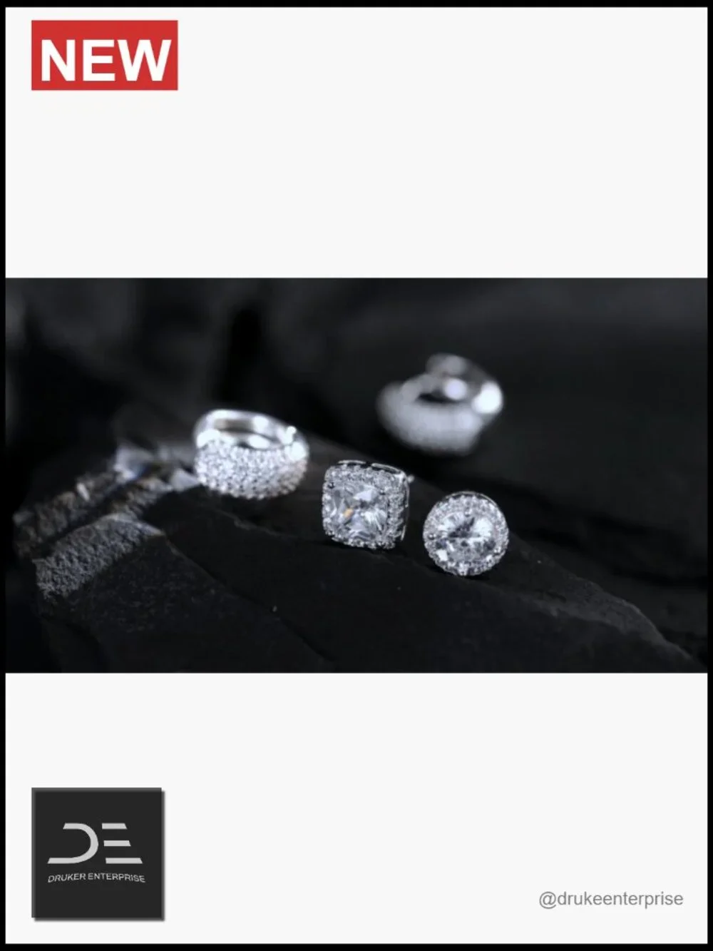 2 Pairs 14K Gold/Silver-Plated CZ Stud & Hoop Earrings Set for Men Women